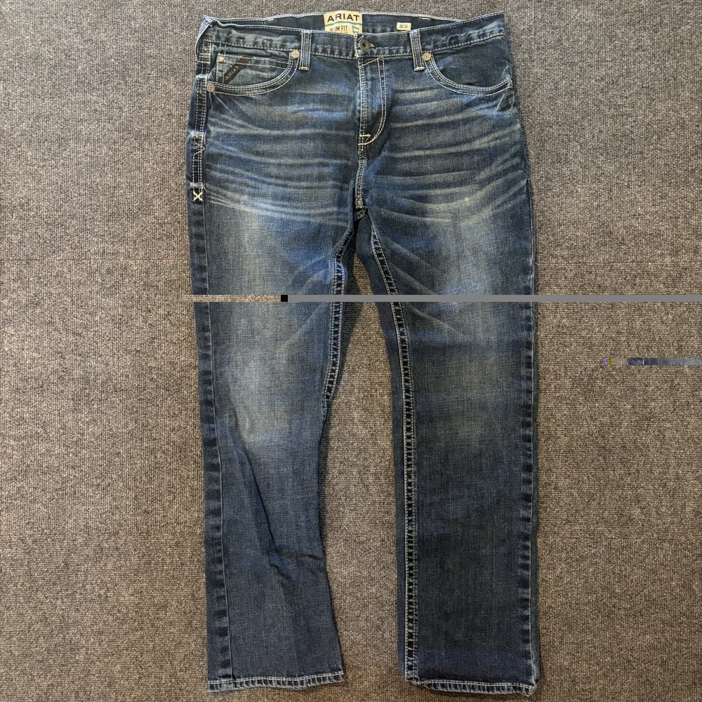 Ariat M7 Men's Jeans 38x34 Slim Fit Straight Leg Stretch Blue Denim Western